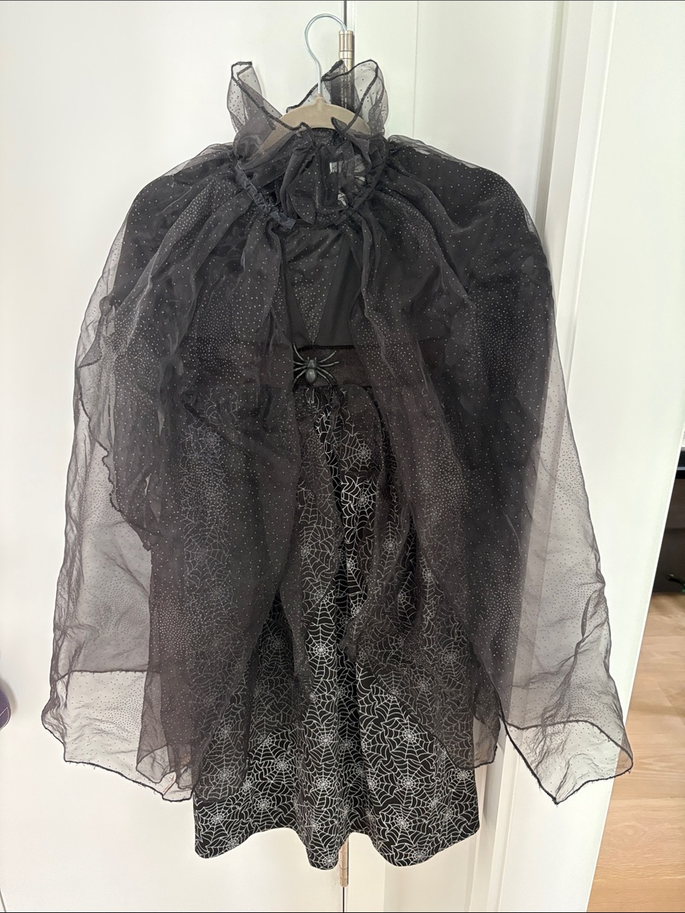 Pottery Barn Kids Black Sparkle Circle Skirt with Spider Web Underskirt